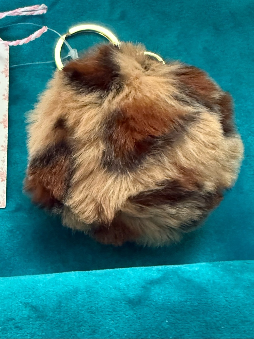 Leopard Print Pom Keychain Bag Charm NEW